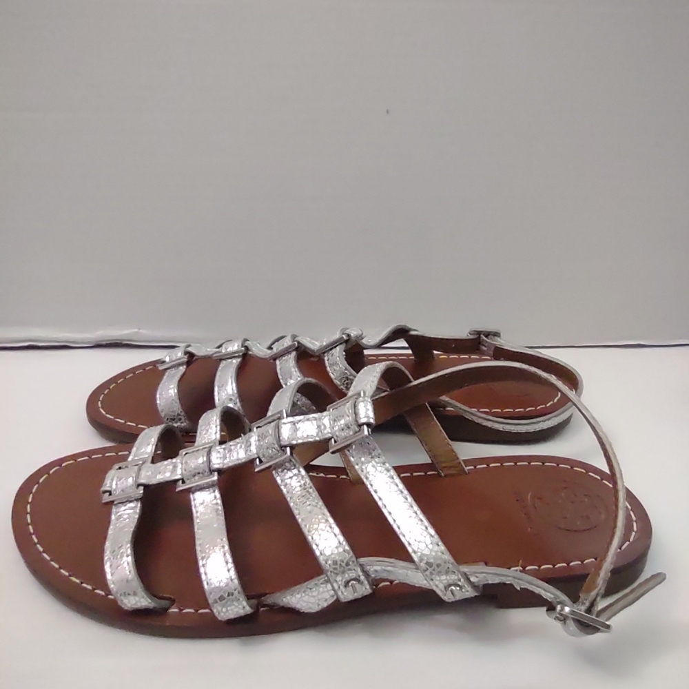 Tory Burch Reggie Metallic Silver Women's Sandals Size 9 - Picture 3 of 7